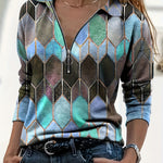 Alina | Colorful Geometric Zip Sweater