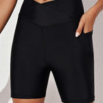High Waisted Tummy Control Bikini Bottoms Stretchy Quick Dry Water Beach Shorts with Pockets