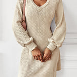 V-neck Sexy Waist Sweater Dress
