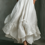 Women's White Long-sleeved Ruffled Maxi Dress