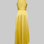 High-Low Loose Ruffle Trim Solid Color Tied Waist V-Neck Maxi Dresses