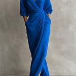 Luciana | Draped Maxi Dress with Kimono Sleeves and V-Neck