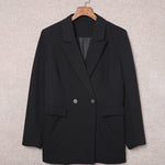 Nadorine Double Breasted Button Down Office Work Wear Solid Blazer Jacket