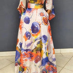 High Waisted Loose Contrast Color Pockets Round-Neck Maxi Dresses