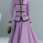 Elegant Contrasting Color Tweed Two-piece Set