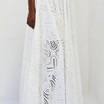 Paris Dreaming Embroidered Lace High Rise Elastic Waist Pocketed Maxi Skirt