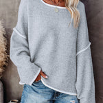 Oversized Soft Knit Long Batwing Sleeve Pullover Sweater Tunic Outfit Tops