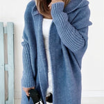 Hooded Batwing Knit Sweater with Soft and Loose Fit, Back Panel Patchwork