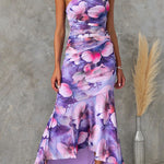 Anna | Purple Floral One Shoulder Dress