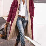 Reversible Sherpa Fleece Long Puffer Coats with Hood Outerwear