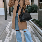 Retro British style mid-length coat