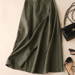 Simple Casual Loose Elasticity Ramie Cotton Skirt