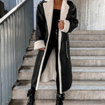 Women's Thick Windproof Belted Long Trench Coat Outerwear