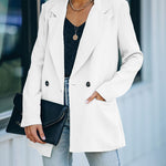 Nadorine Double Breasted Button Down Office Work Wear Solid Blazer Jacket
