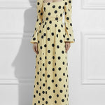 High Waisted Polka Dot Square-Neck Maxi Evening Dresses