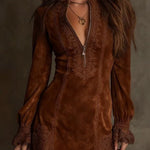 Viviana | Aurora Suede Mini Dress with Lace