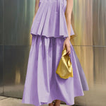 A-Line Loose Pleated Pockets Solid Color Skirts Bottoms