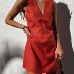 Nadorine Women's Cotton Linen Slim Vest Dress