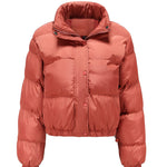 Short Puffer Jacket Stands Up Button Zipper Outerwear