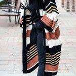 Striped Pattern Longline Cardigan