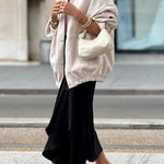 Solid color women's coat with stand collar and large pockets