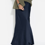 Silk Satin Mermaid Skirt Solid Color Smooth and Flowing Midi Length Skirts