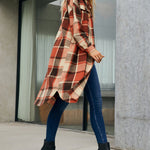 Nadorine Button Down Plaid Classic Long Shirt Jacket