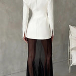 Shes Timeless Mesh High Rise Elastic Waist Fishtail Maxi Skirt