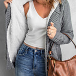 Hooded Fleece Lined Sweater Cardigan Button Down Front Winter Coat