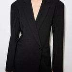 Yulissa Single Button Long Sleeve Fitted Waist Open Back Pocketed Lapel Blazer