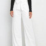 Casual fashion all-match wide-leg pants tie-up bow trousers