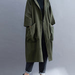 Loose Hooded Trench Long Coat