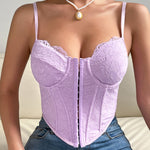 Nadorine Contrast Lace Cami Crop Top Purple