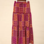 Tiered Paisley Print Long A-Line Skirt Boho Holiday Maxi Skirts