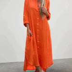 Nadorine Women's Casual Collar Button Pocket Long Sleeve Shirt Dress