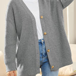Open Front Oversized Button Lightweight Sweaters V Neck Loose Cardigans Knit Outwear