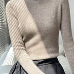 Casual Skinny Long Sleeves Solid Color Half Turtleneck Sweater Tops