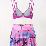 Split High-waisted Lotus Leaf Edge Printing Bikini Swimsuit