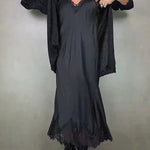 Fashionable V-neck Suspender Lace Splicing Casual Midi Dress