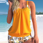 Two Piece Tummy Control Bathing Suits Tankini Top with Sporty Shorts