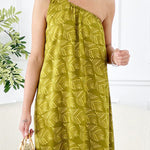 Olive Asymmetrical Leaf Dress
