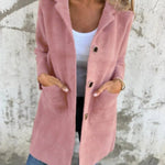 Justina | Long Sleeve Button Coat with Pockets