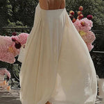 Long Sleeves Loose Solid Color Halter-Neck Maxi Dresses