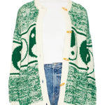 Opposites Attract Knit Yin-yangs Print Crewneck Oversized Cardigan