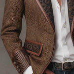 Herringbone Tweed Blazer With Printed Panels