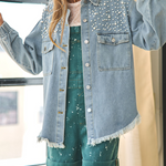 Street Ripped Denim Jacket Mid-length Distressed Jean Trucker Jackets with Pockets