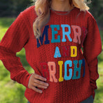 Merry And Bright Cable Knit Pullover Sweatshirt
