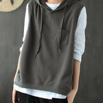 Artistic Retro Solid Hooded Vest