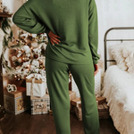 Casual Party Santa Claus Christmas Tree Candy Sequins Lace Up O Neck Long Sleeve Two Pieces