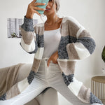 Striped Open-Front Longline Cardigan